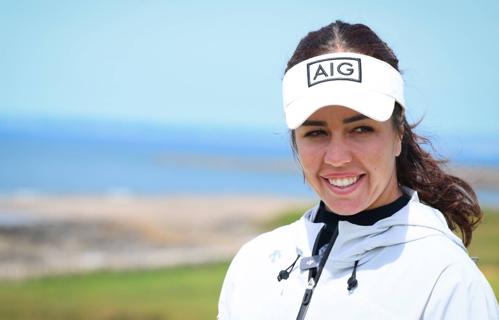 Georgia Hall poses for a photo at Royal Porthcawl